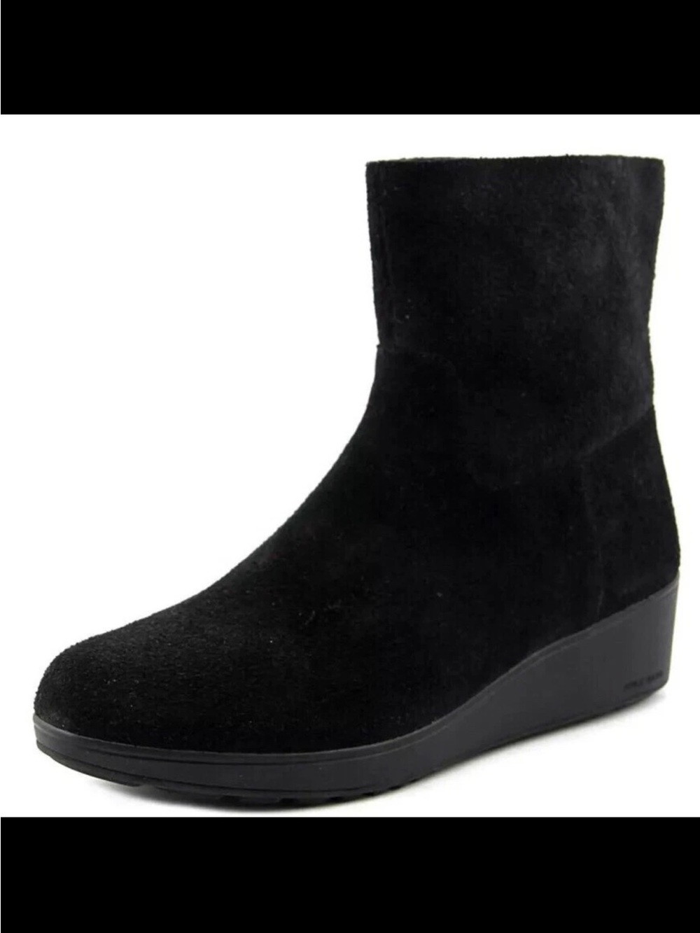 Cole Haan Zero Grande waterproof black suede ankle boots wedge heel Size 7.5M